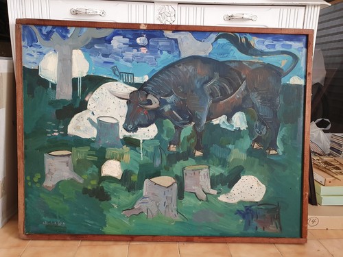 Huile sur panneau charles - huile,