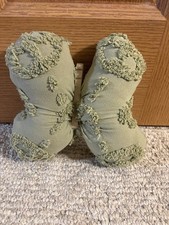 Handmade Antique Chenille Bedspread Sage Green Butterfly Baby Child Room Decor