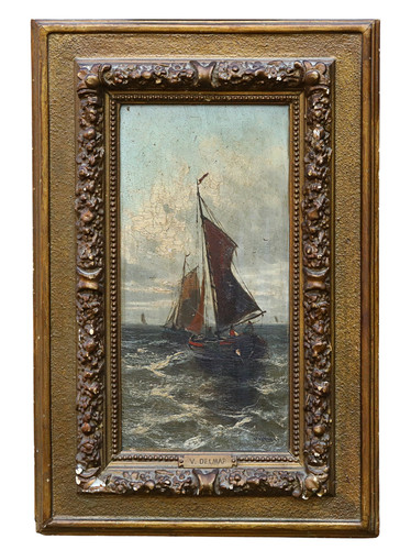 Huile sur bois delmar - bois, v.