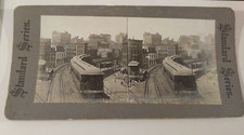 New York City Elevated Railroad Stereoview Photo Bass Pale Ale Cowperthwait
