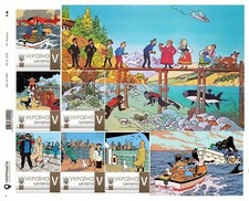 Ukraine 2022, Tintin Adventures, Sea, Ship, Plane, Sharks, sheet of 6v