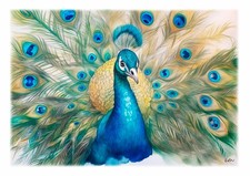 Tableau - création originale - Oiseaux  de la ferme - Paon