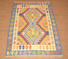 Tapis Kilim Oriental Tissé À La Main Afghan N°79857 - 127x92cm En 100% Laine