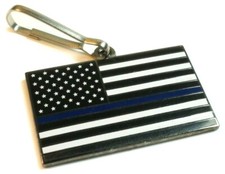 Thin Blue Line Fallen Police Officer Law Enforcement Jacket Bag Zipper Pull Clip
