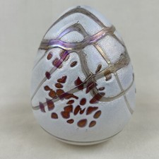 Glass Studio Borowski Art Glass Egg Asian Inspired Paperweight Table Art 6”h