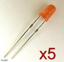 5x LED 3mm diode ORANGE - 2 broches /  5pcs ORANGE LED 3mm - 2 pins