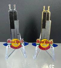 Hard Rock Cafe Pin Set Chicago City Skyline Sears Tower in Gold & Silver LE 1250