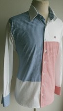 Chemise  Homme Tissu Carreau Coton Vichy.  Bleu  Blanc  Rouge  Taille   S