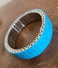 Bracelet 80’s vintage flex extensible acier pierre Turquoise Naturel Neuf 18mm