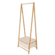 Porte-Vêtements En Bambou Avec Étagère En Bois