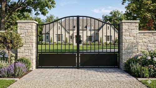 Portail coulissant acier - -, fer