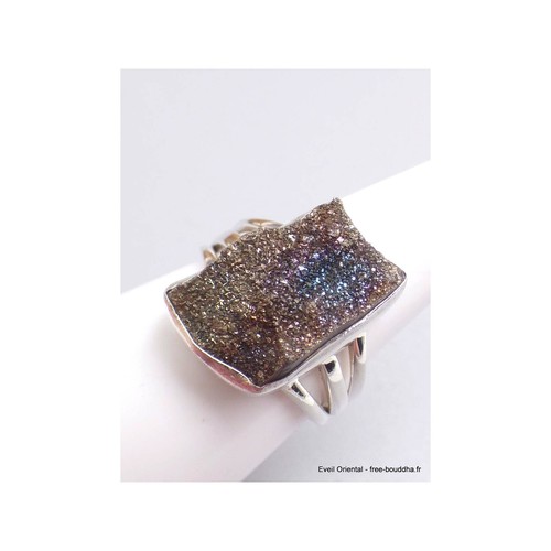 Bague pyrite arc ciel - arc-en-ciel, bleu