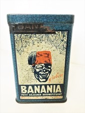 ADVERTISING SHEET METAL BOX 380gr BLUE/WHITE/RED CHOCOLATE BANANIA PERIOD - Y' A BON