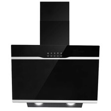 Hotte murale 60 cm Acier inoxydable Commande noire Acier inoxydable Verre 