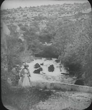 Source Fontaine l’Evêque, Var, photo ancienne plaque de verre, positif 8,5x10 cm