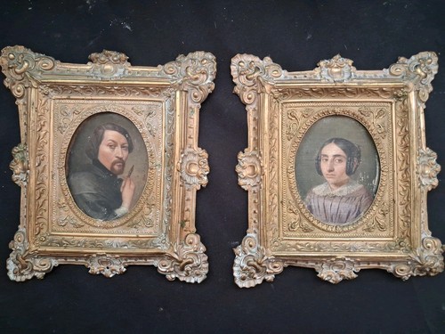 Tableau ancien 19ème portrait - 19ème,