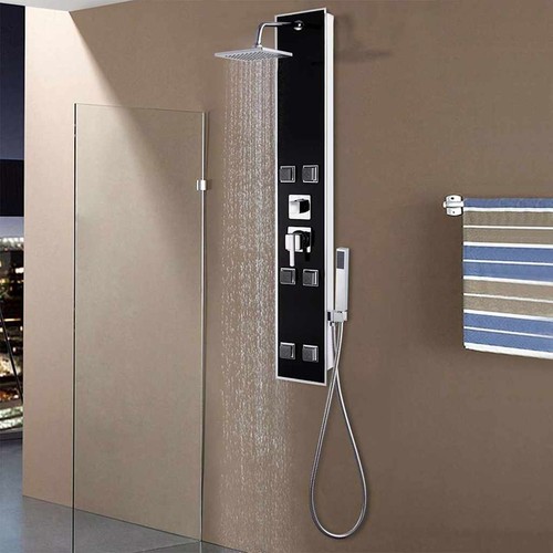 Panneau douche verre noir - panneau,