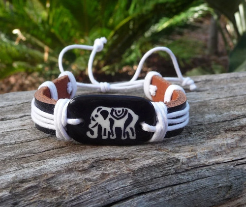 Bracelet ethnique cuir avec - cuir,