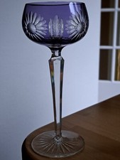 1 ANTIQUE ART DECO ROEMER CRYSTAL DOUBLE PURPLE WINE GLASS ht 19.5 cm