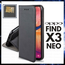 BOOK WALLET CASE for OPPO FIND X3 NEO COVER FLIP MAGNETIC BLACK LEATHER