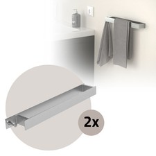 Lot de 2x porte-serviettes sans percer 42 cm argent salle de bain étagère murale