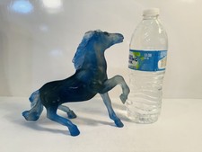 Rare Daum Crystal Pate De Verre Blue 7” Prancing Horse Cheval Sausage Perfect!
