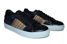 Paul Smith Principal Noir Ivo Rayé Panneau Cuir Baskets Hommes UK6/US7 Bnib