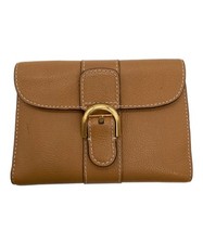 DELVAUX Brillant Compact Wallet Folding Brown Leather 5.5 x 4.1 inch Authentic