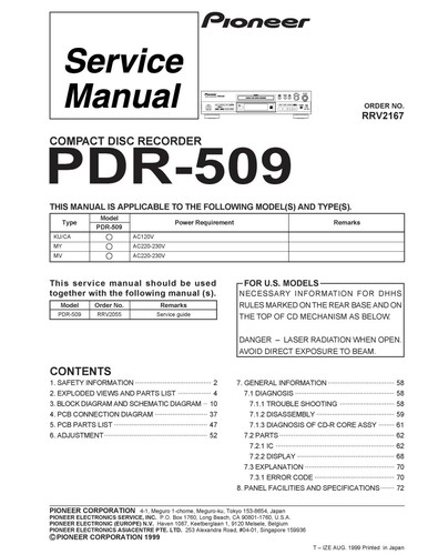 Manuel service pour pioneer - manuel,
