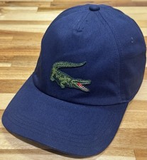 LACOSTE Navy Blue Strapback Hat Chemise Croc Logo Cotton Cap One Size Very Rare