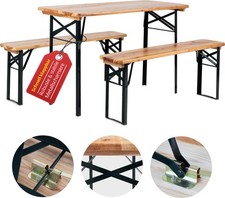 Ensemble Salon de Jardin Table et Chaise de Exterieur Balcon Bois Pliables 117cm