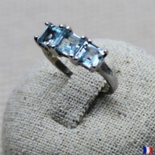 Bague Femme Argent 925 avec Topazes Bleues - Élégante et Intemporelle