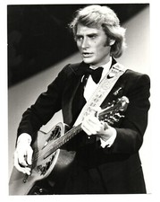 JOHNNY HALLYDAY Black and White Photo GUITAR