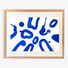 Tableau peinture abstraite acrylique originale bleu Klein hommage à P Soulages 