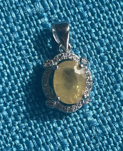 Pendentif saphir jaune ovale - pendentif,