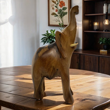 Eléphant de décoration intérieur, Sculpture artisanal marocaine en bois de génev