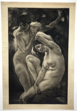 Twilight ENGRAVING Eau Forte VICTOR PROVES Swimmers CURIOSA Erotic 1914