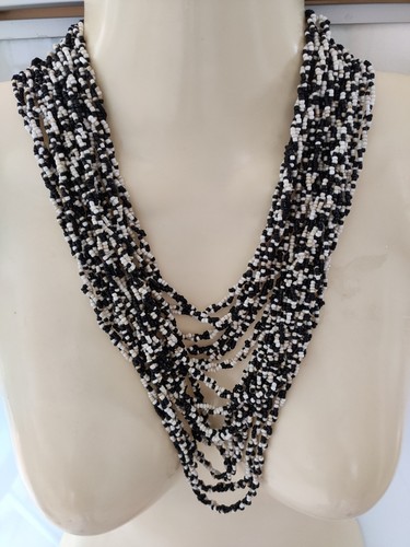 Collier rangs noir blanc - collier,