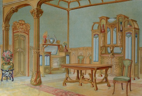 Estampe 1900 salle manger - estampe,