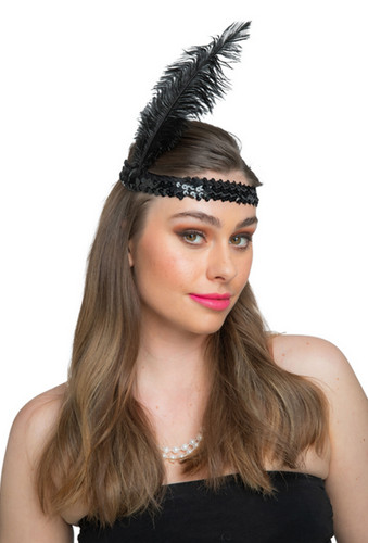 Charleston bandeau noir plume - charleston,