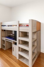 Lit mezzanine 1 place avec bureau et placard - bois de qualité