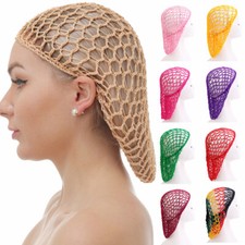 Womens Mesh Hair Net Rayon Crochet Hairnet Elastic Band Head Cover Turban Cap