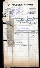JUVISY (91) MASSEY-HARRIS AGRICULTURAL MACHINES & TRACTORS / 1945 invoice