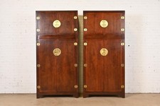 Michael Taylor for Baker Furniture Hollywood Regency Chinoiserie Walnut Armoire