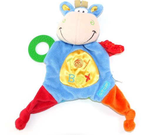 Doudou plat bleu cheval ane - bleu,