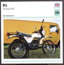 1980 BSA 125cc Tracker MTX (123cc) Beeza NVT Yamaha Dirt Bike Photo Spec Card