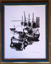 gravure signée Renard: port