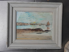 antique painting Norman coast signed Pierre brette le Vougot