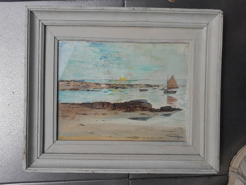 Peinture ancienne côte - peinture,
