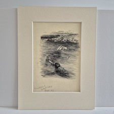 Original Signed Cecil Aldin Pen And Ink Illustration On Ivorine Panel 1 Of 4